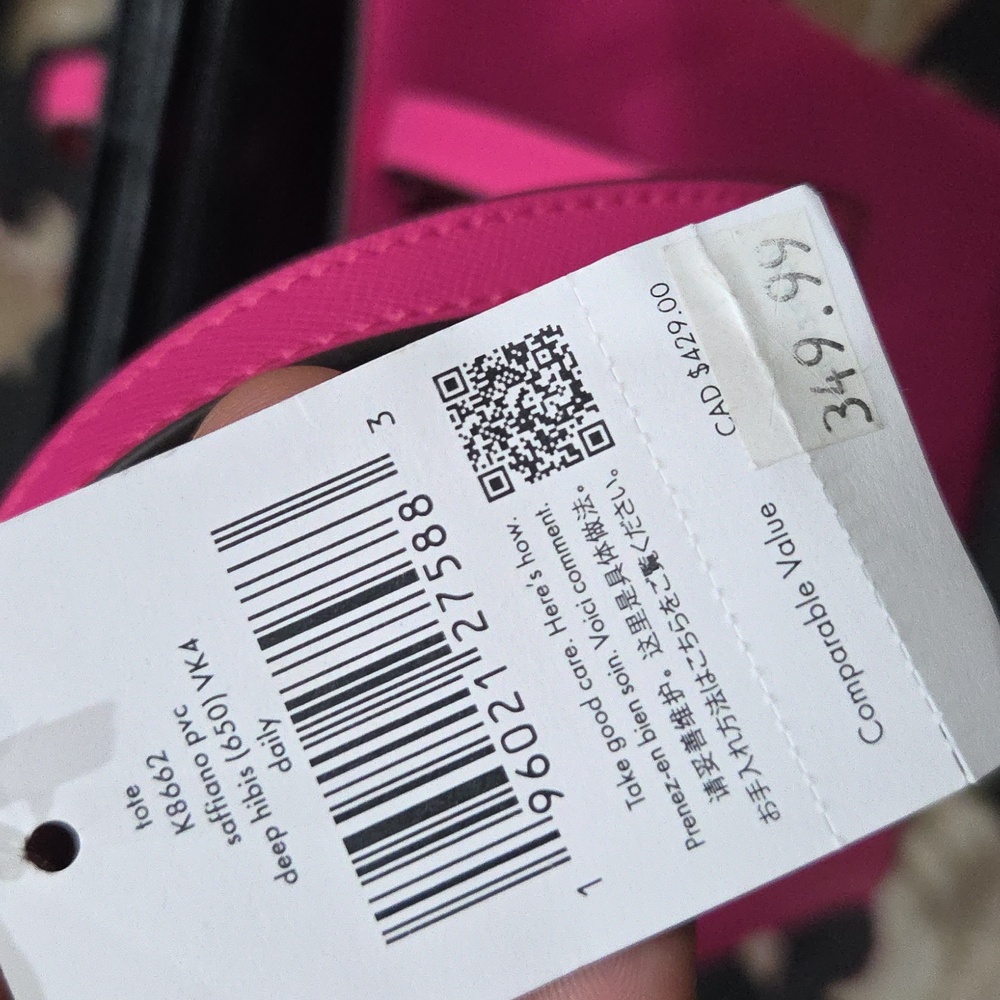 💕🔹️Kate Spade 🔹️Daily Leather Tote Kate Spade Saffiano PVC Deep Hibis (Pink) - Picture 3 of 6